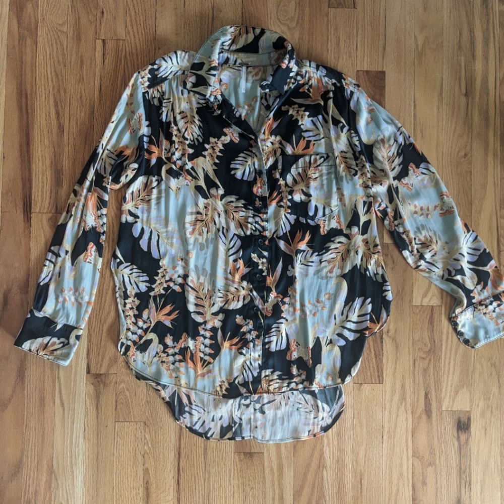 Free People oversized tropical button up